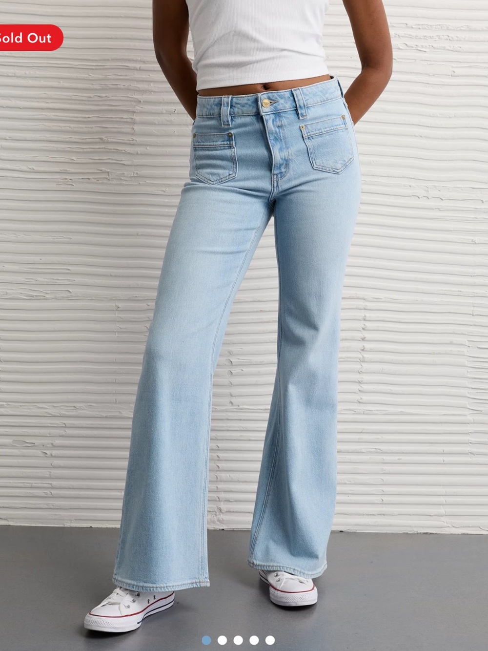 American Eagle Light Blue Stretch High-Waisted Flare Jean